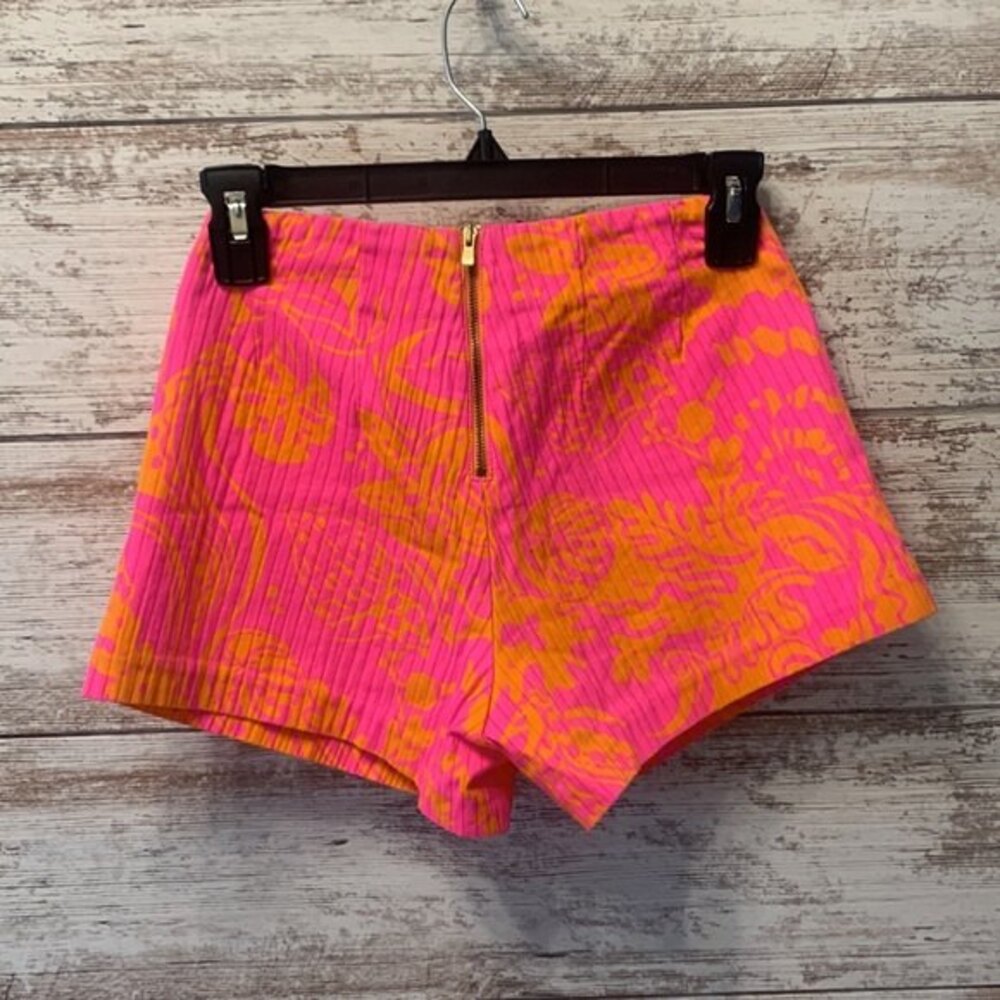 Lilly Pulitzer Pink and Orange Scalloped Ribbed Shorts Size 0 - Picture 8 of 9